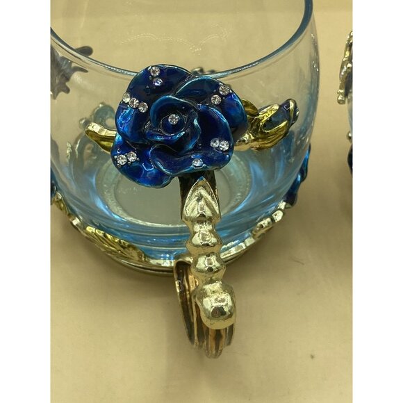 ARC of France Luxury Classic Enamel Coffee Cup Blue Butterfly LOT 2 - Picture 5 of 12